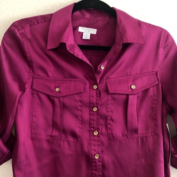 NWT PETITE Charter Club Button Down Top - Picture 3 of 6
